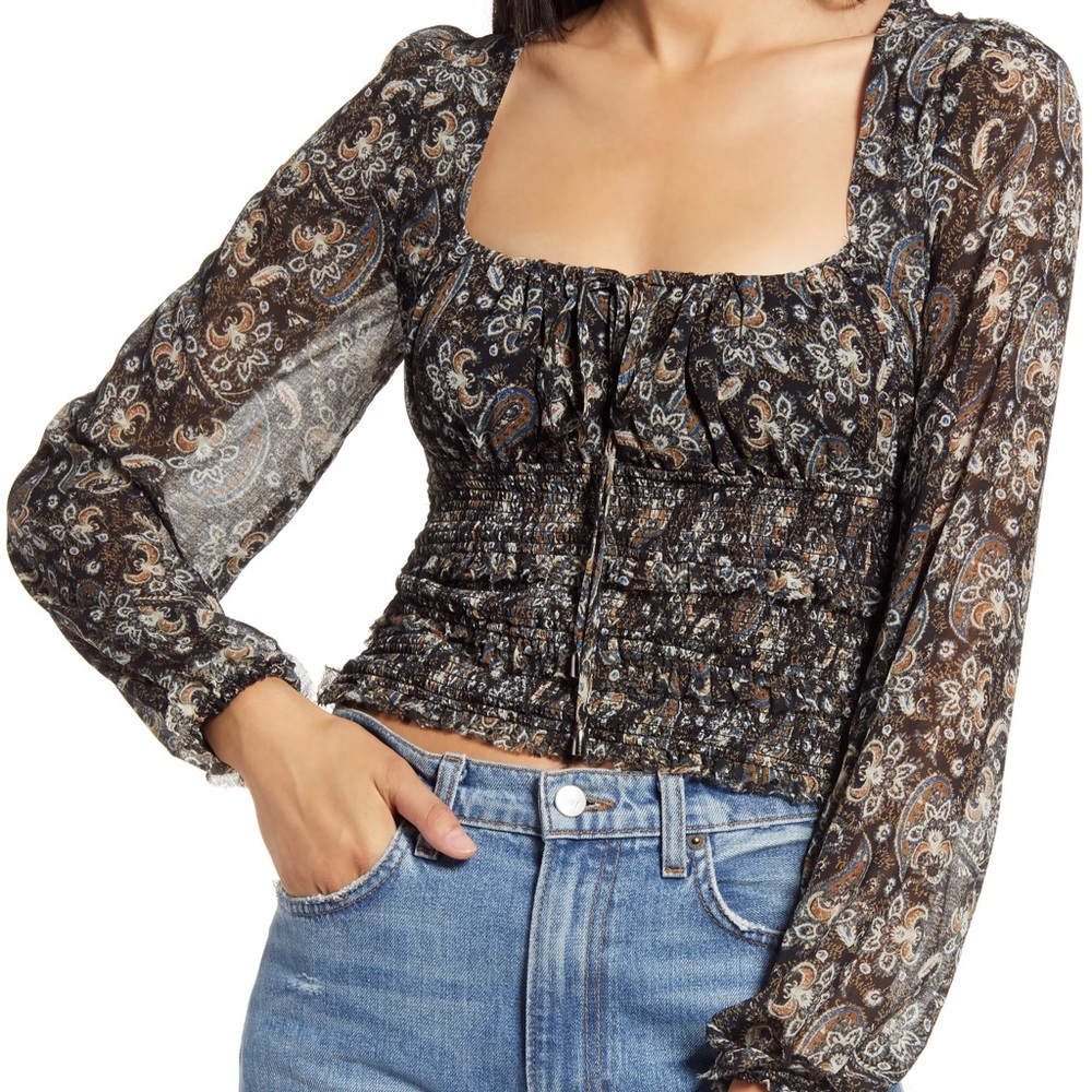 NWOT Free People Lolita Floral Print Top size M